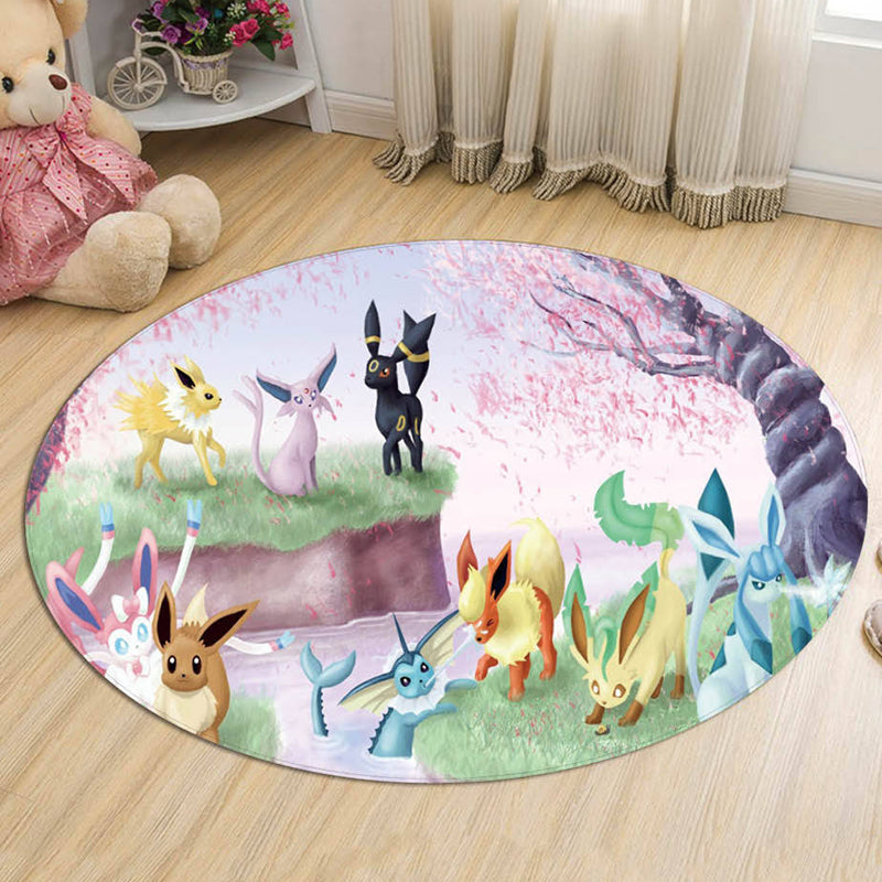 Lisslune | Kids Cartoon Character Pattern Carpet Multicolored Polyester Carpet Washable Pet Friendly Non-slip Rug for the Children's Room