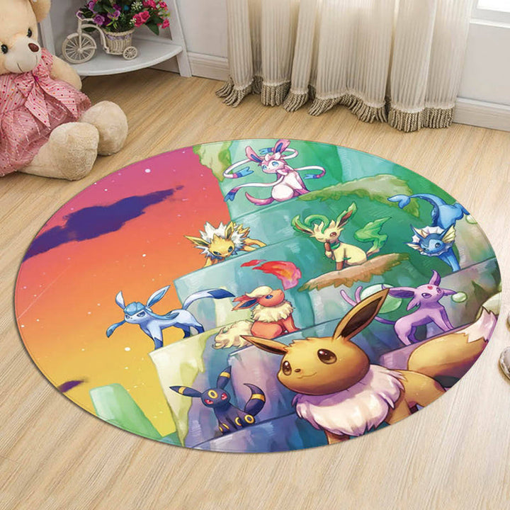 Lisslune | Kids Cartoon Character Pattern Carpet Multicolored Polyester Carpet Washable Pet Friendly Non-slip Rug for the Children's Room