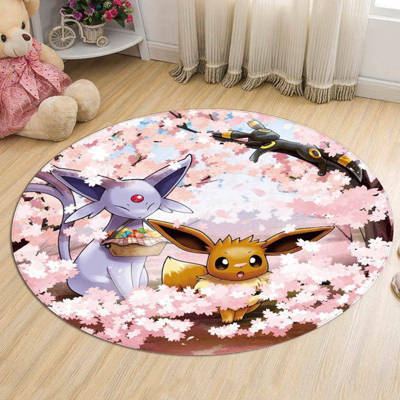 Lisslune | Kids Cartoon Character Pattern Carpet Multicolored Polyester Carpet Washable Pet Friendly Non-slip Rug for the Children's Room