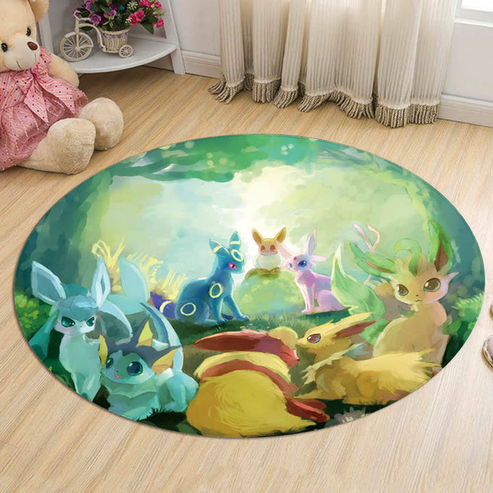Lisslune | Kids Cartoon Character Pattern Carpet Multicolored Polyester Carpet Washable Pet Friendly Non-slip Rug for the Children's Room