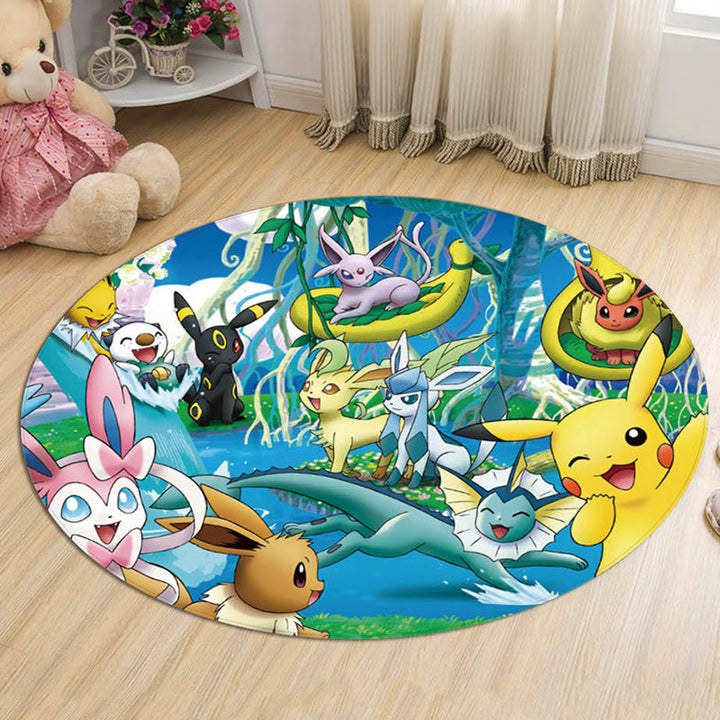 Lisslune | Kids Cartoon Character Pattern Carpet Multicolored Polyester Carpet Washable Pet Friendly Non-slip Rug for the Children's Room