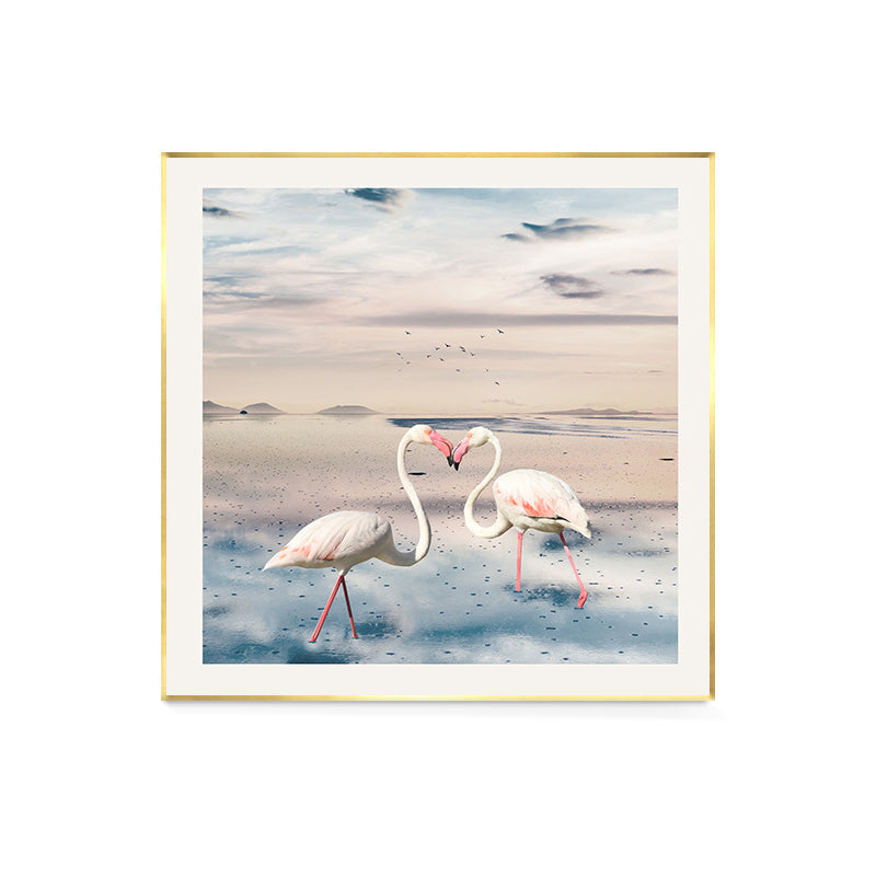 Lisslune | Lake and Flamingo Painting Tropical Style Canvas Wall Print, Multiple Sizes