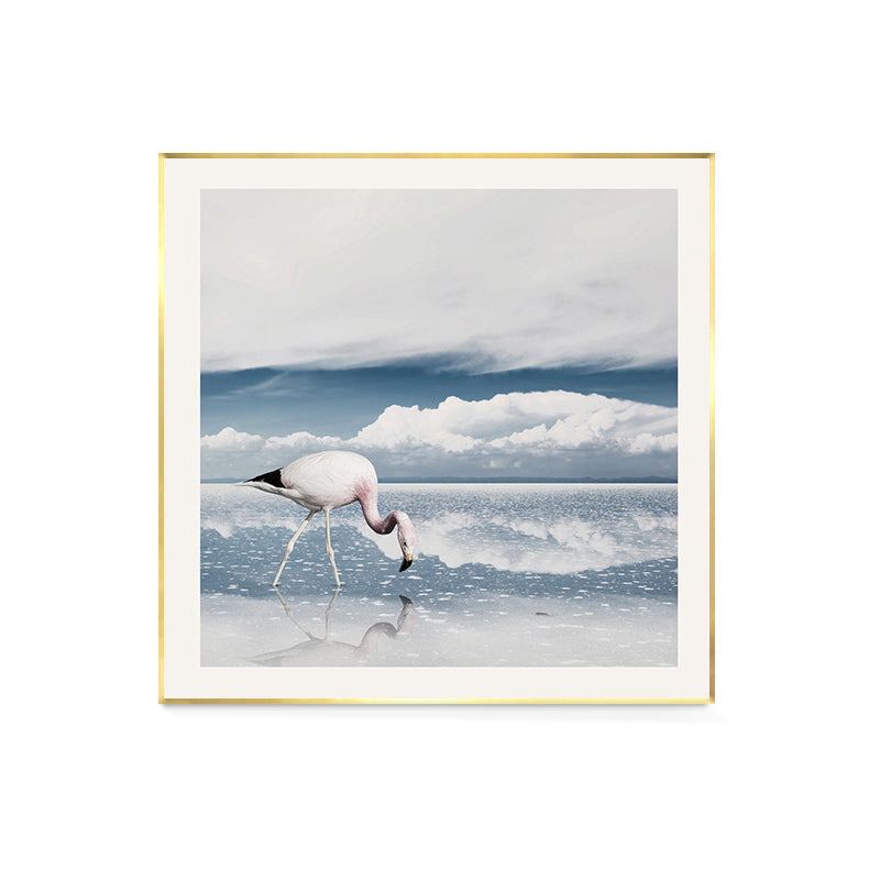 Lisslune | Lake and Flamingo Painting Tropical Style Canvas Wall Print, Multiple Sizes