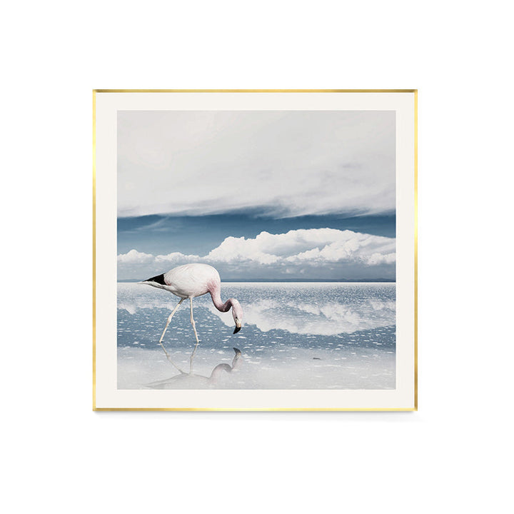 Lisslune | Lake and Flamingo Painting Tropical Style Canvas Wall Print, Multiple Sizes