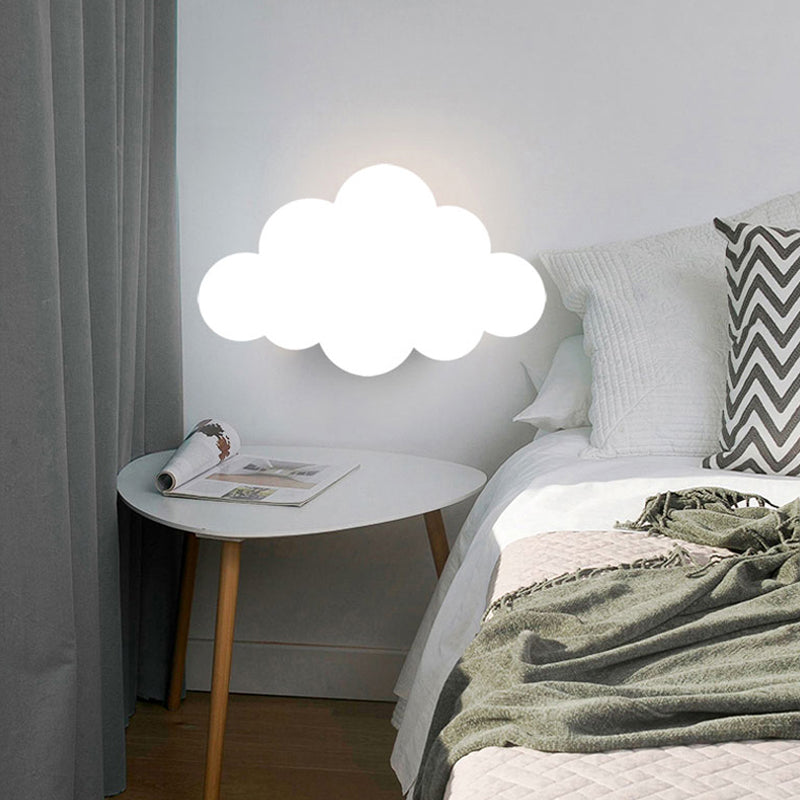 Skørter | Kids White Finish Sconces Light Cloud Shape Acrylic LED Wall Lamp for Preschool Hallway