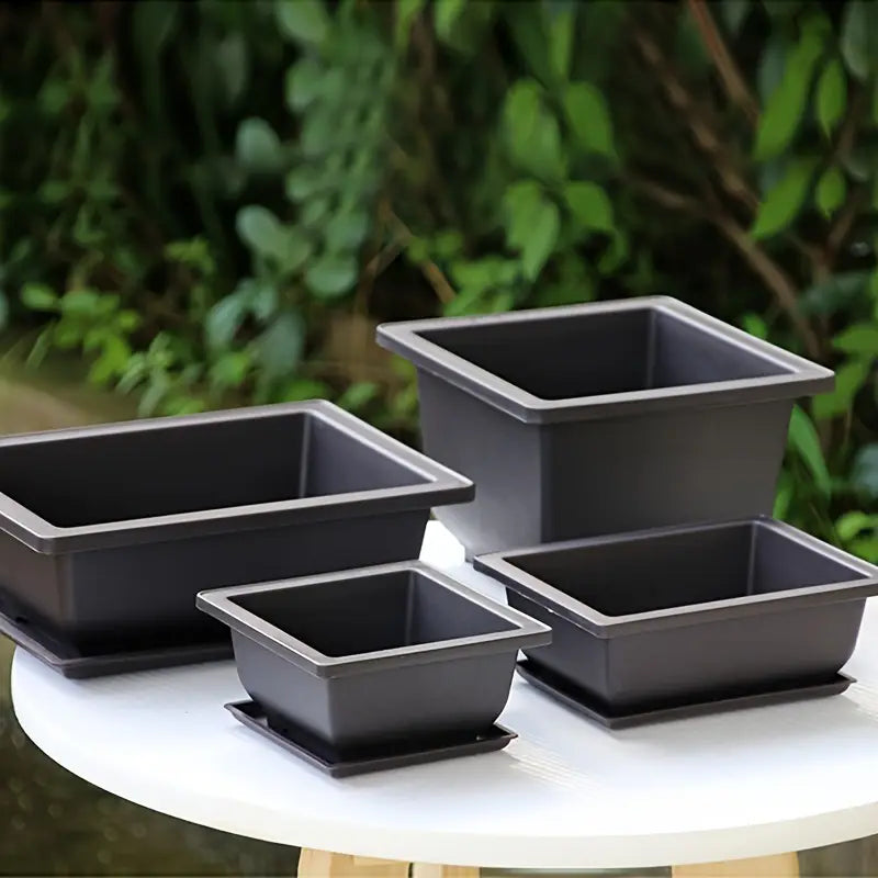 Lisslune | Plant pot with saucer – Rectangular flower pot for garden and balcony