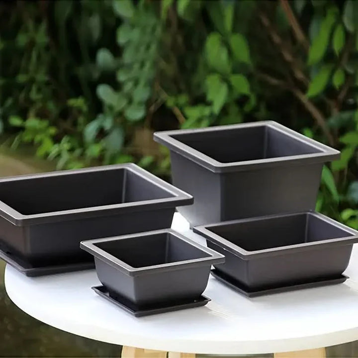Lisslune | Rectangular Flower Planter with Saucer for Balcony