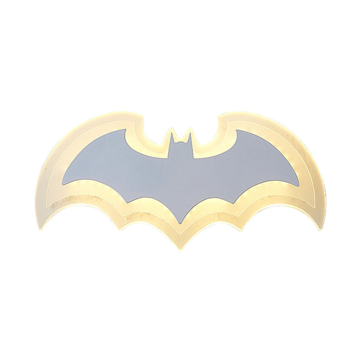 Skørter | Cool Bat-shaped Wall Lamp Modern Style Acrylic Metal Wall Lamp in White for Boys' Bedroom