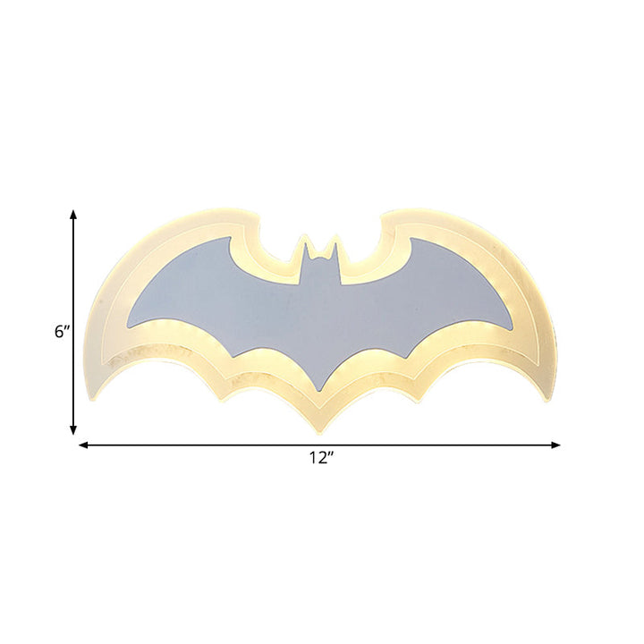 Skørter | Cool Bat-shaped Wall Lamp Modern Style Acrylic Metal Wall Lamp in White for Boys' Bedroom