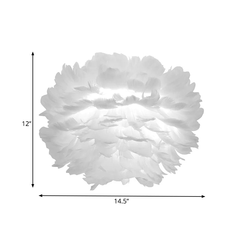 Skørter | Feather Globe Wall Light Modern Romantic Wall Lamp in White for Adult Bedroom Stairs