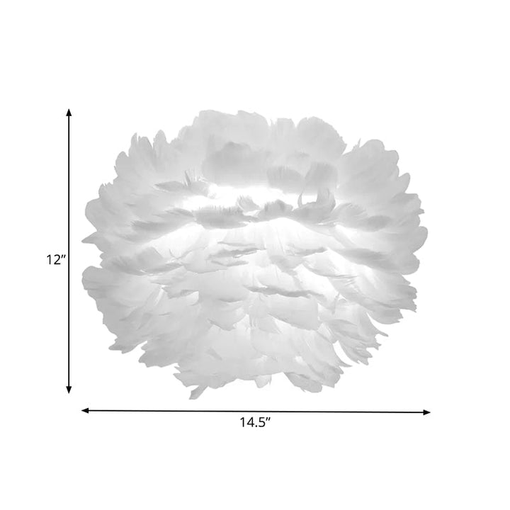Skørter | Feather Globe Wall Light Modern Romantic Wall Lamp in White for Adult Bedroom Stairs
