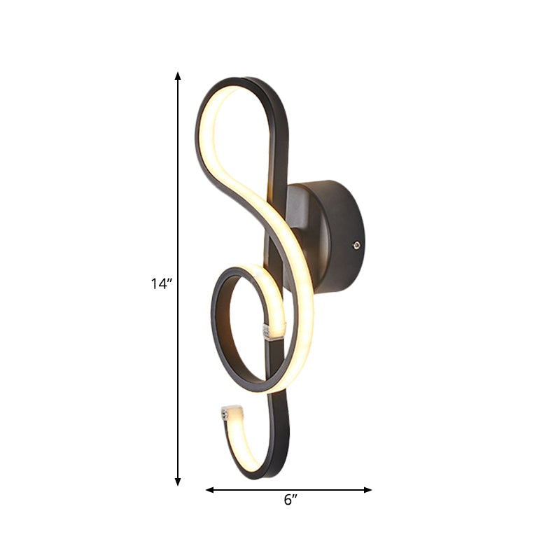 Skørter | Musical Noct Adult Bedroom Wall Lamp Metal Modern Creative Black/White Wall Lamp