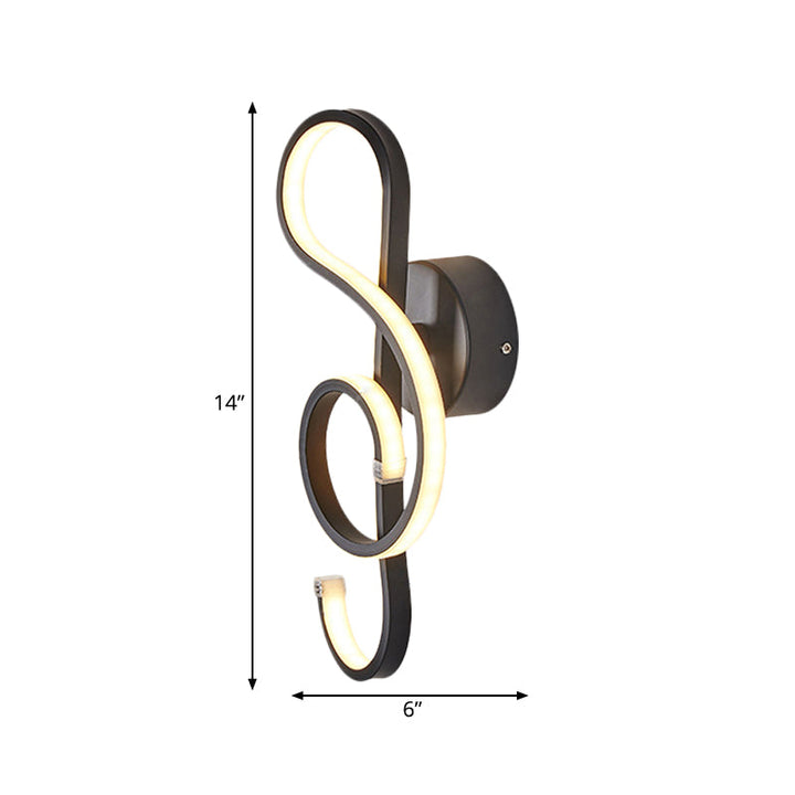Skørter | Musical Noct Adult Bedroom Wall Lamp Metal Modern Creative Black/White Wall Lamp