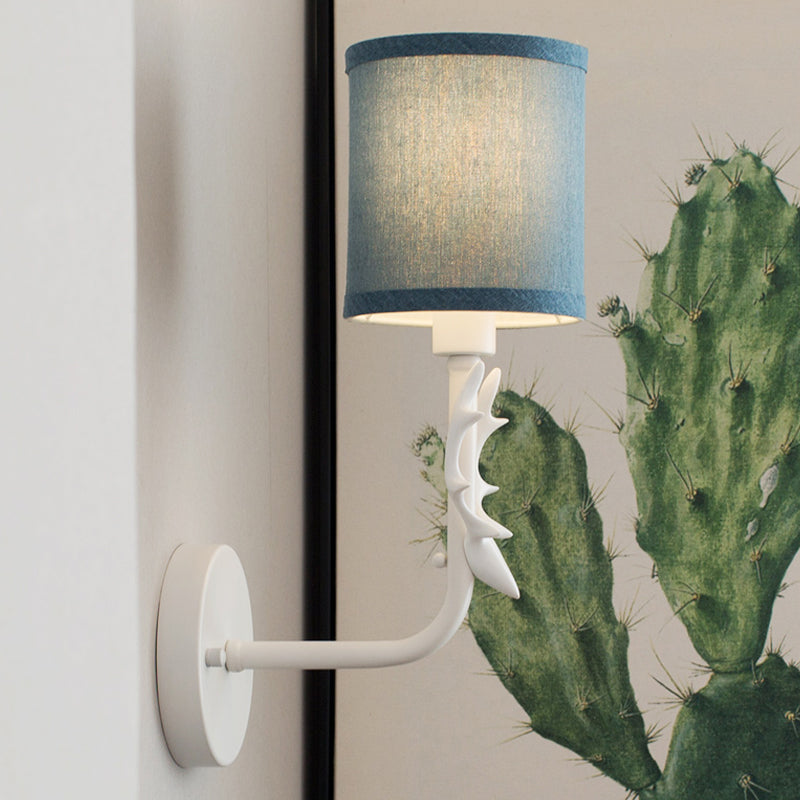 Skørter | Modern Style Wall Lamp with Antler Cylinder Shade 1 Light Metal Wall Sconce for Hallway