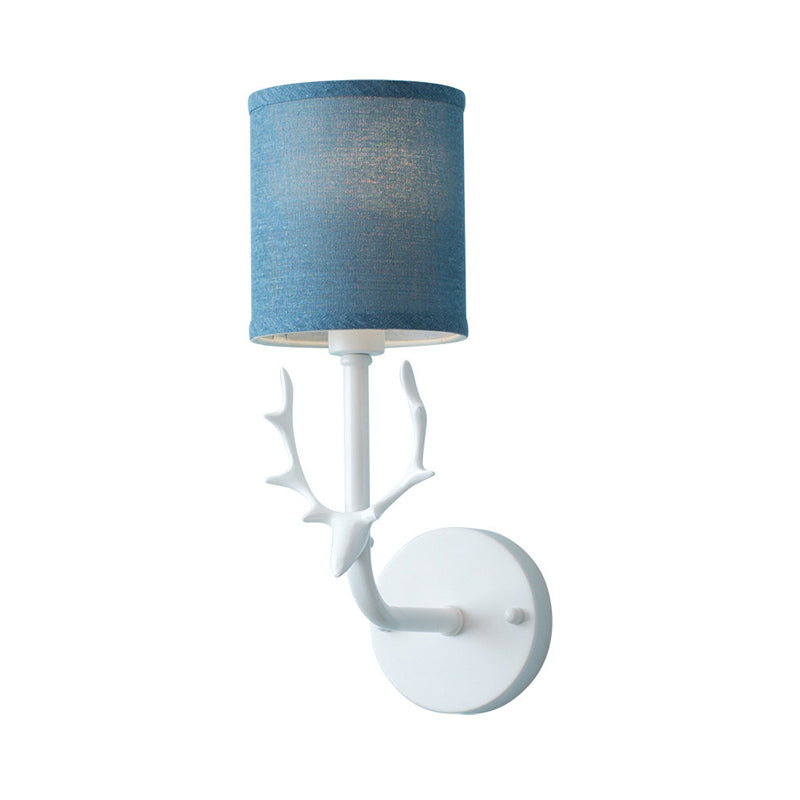 Skørter | Modern Style Wall Lamp with Antler Cylinder Shade 1 Light Metal Wall Sconce for Hallway