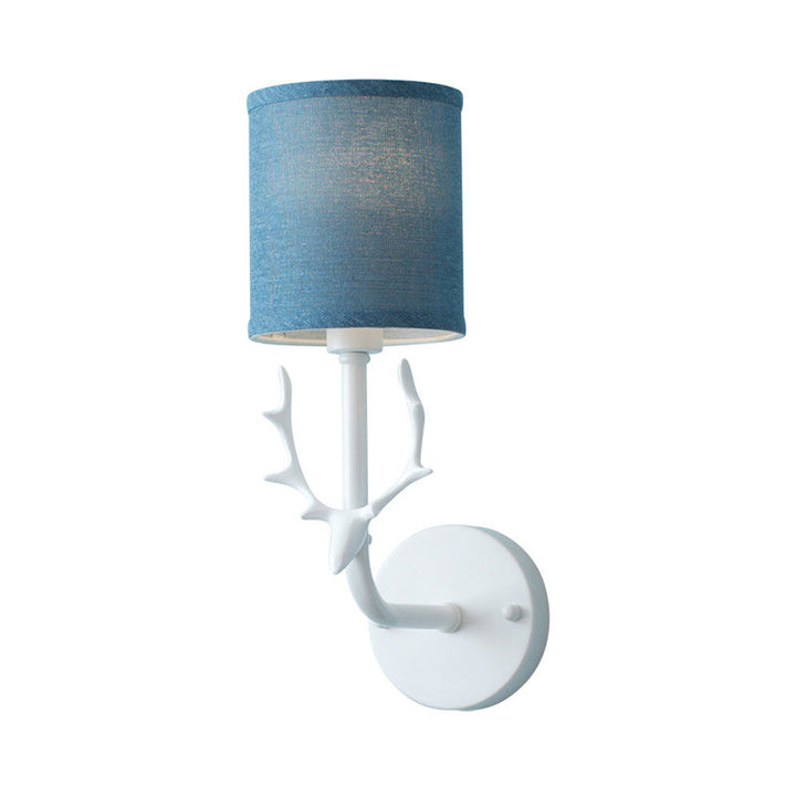 Skørter | Modern Style Wall Lamp with Antler Cylinder Shade 1 Light Metal Wall Sconce for Hallway