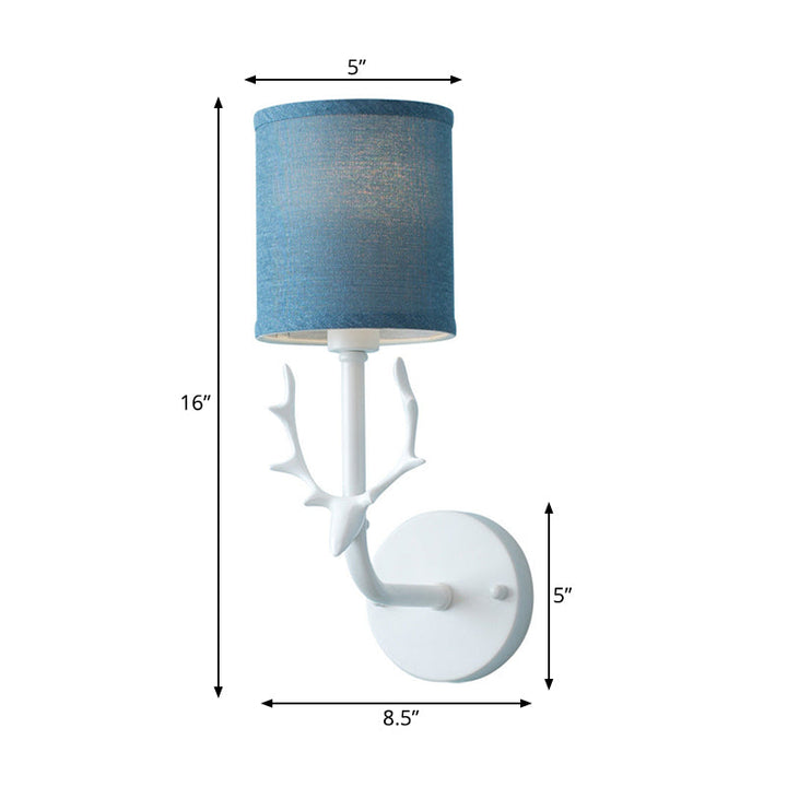 Skørter | Modern Style Wall Lamp with Antler Cylinder Shade 1 Light Metal Wall Sconce for Hallway