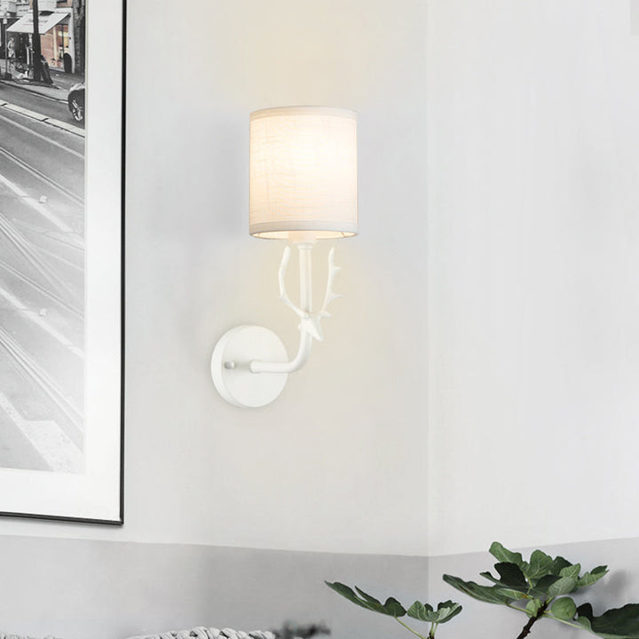 Skørter | Modern Style Wall Lamp with Antler Cylinder Shade 1 Light Metal Wall Sconce for Hallway