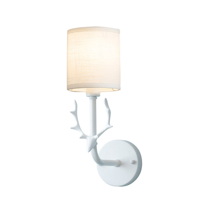 Skørter | Modern Style Wall Lamp with Antler Cylinder Shade 1 Light Metal Wall Sconce for Hallway