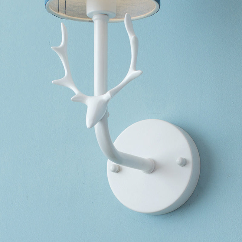 Skørter | Modern Style Wall Lamp with Antler Cylinder Shade 1 Light Metal Wall Sconce for Hallway