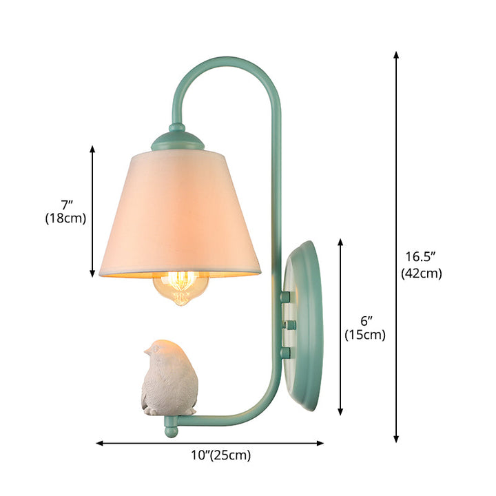 Skørter | Tapered Shade Wall Lamp with Pigeon Deco 1 Main Material Modern Style Wall Lamp