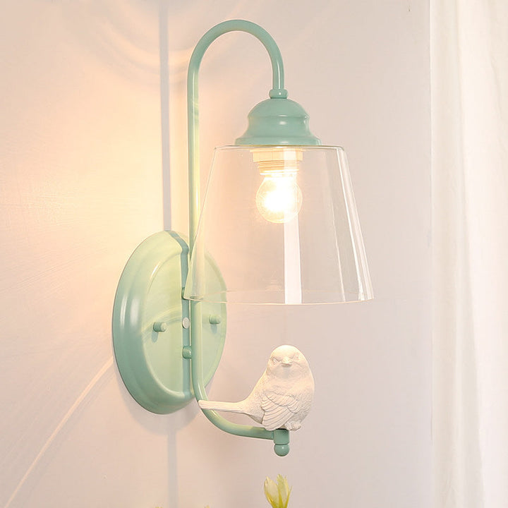Skørter | Tapered Shade Wall Lamp with Pigeon Deco 1 Main Material Modern Style Wall Lamp