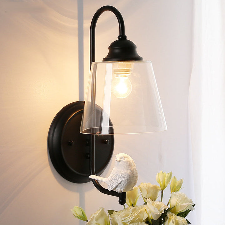 Skørter | Tapered Shade Wall Lamp with Pigeon Deco 1 Main Material Modern Style Wall Lamp