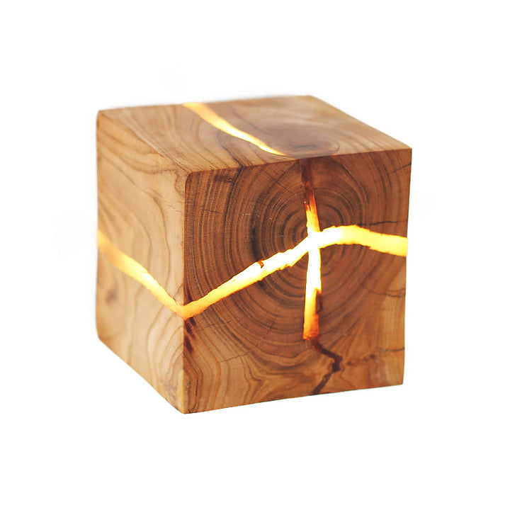 Skørter | Rustic Style Cracked Cube Wall Lamp Wood Wall Light for Children's Room Nursery