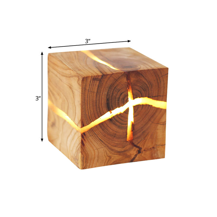 Skørter | Rustic Style Cracked Cube Wall Lamp Wood Wall Light for Children's Room Nursery