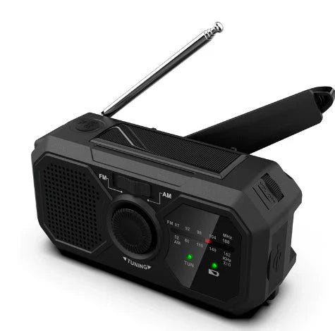 Lisslune | Portable emergency radio with solar panel and hand crank – FM/AM reception and power bank function