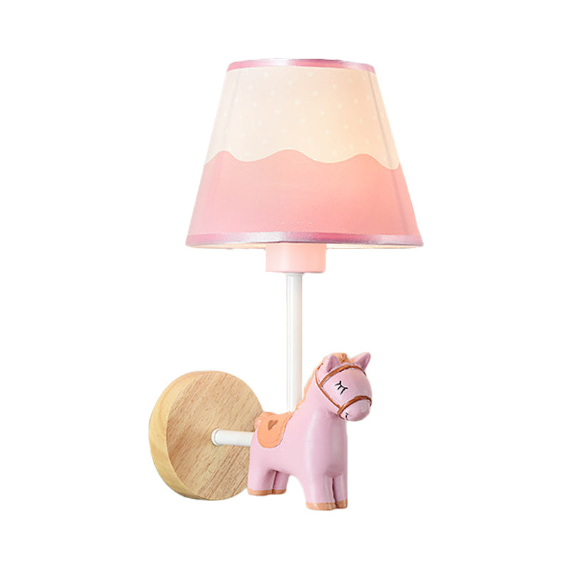 Skørter | Modern Wall Lamp Reduced Shade Single Light Wood Wall Lamp with Animal for Teen