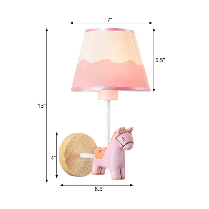Skørter | Modern Wall Lamp Reduced Shade Single Light Wood Wall Lamp with Animal for Teen