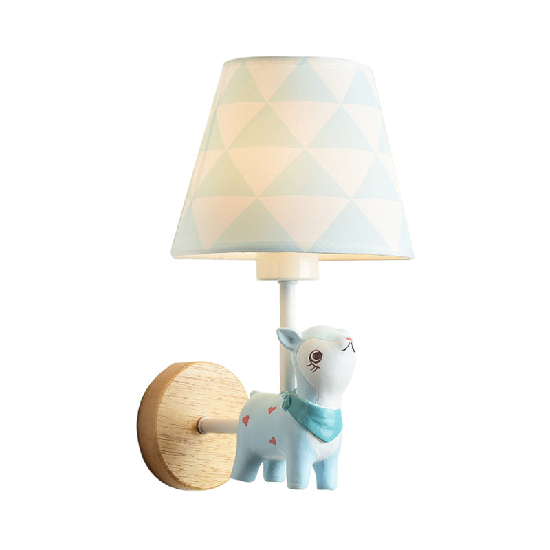 Skørter | Modern Wall Lamp Reduced Shade Single Light Wood Wall Lamp with Animal for Teen