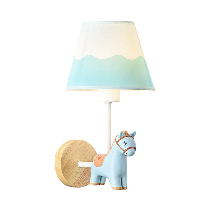 Skørter | Modern Wall Lamp Reduced Shade Single Light Wood Wall Lamp with Animal for Teen
