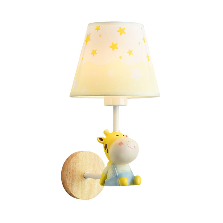 Skørter | Modern Wall Lamp Reduced Shade Single Light Wood Wall Lamp with Animal for Teen