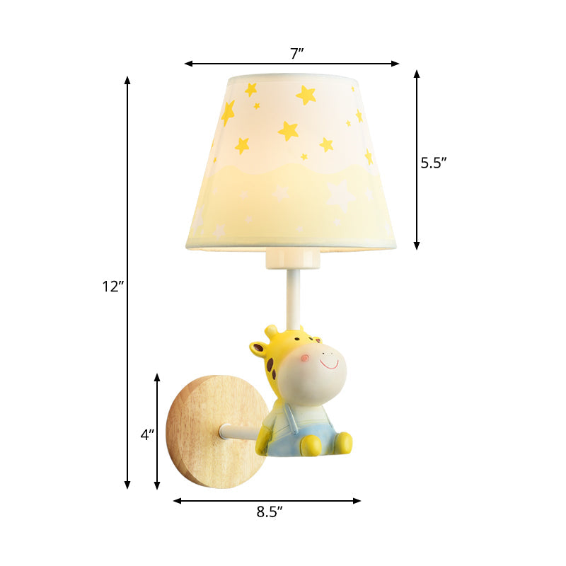 Skørter | Modern Wall Lamp Reduced Shade Single Light Wood Wall Lamp with Animal for Teen