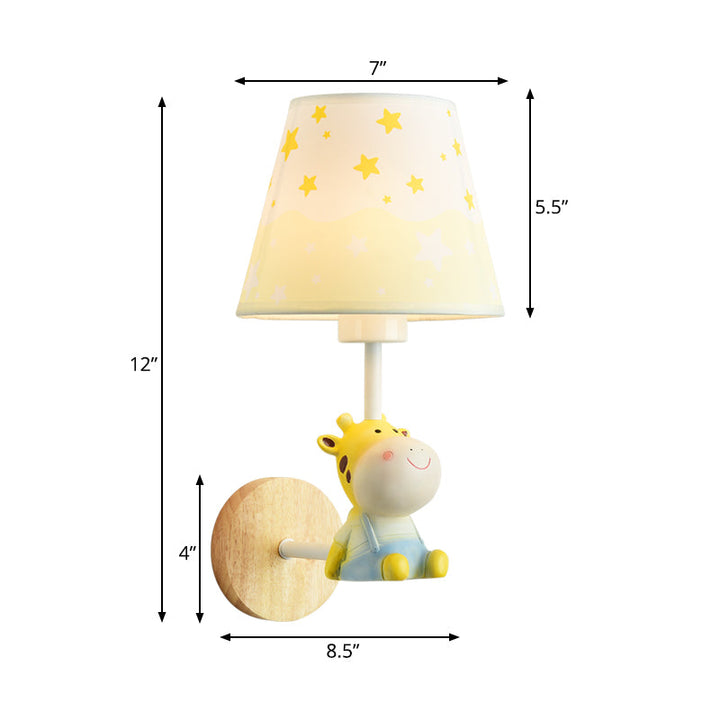 Skørter | Modern Wall Lamp Reduced Shade Single Light Wood Wall Lamp with Animal for Teen