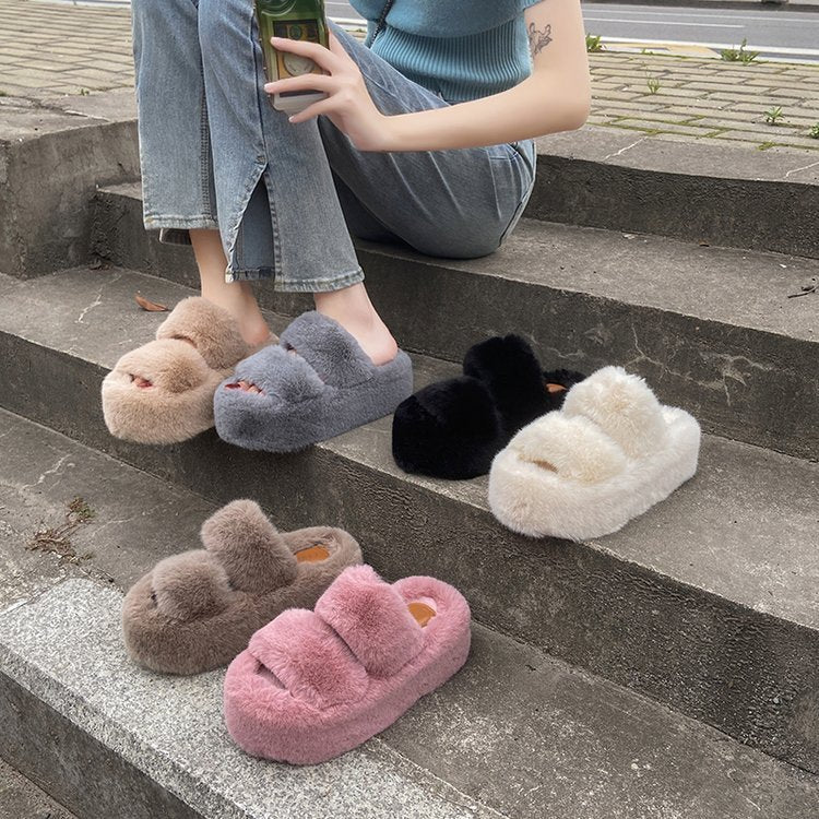 Lisslune | Leisure Fleece-lined Platform Slippers