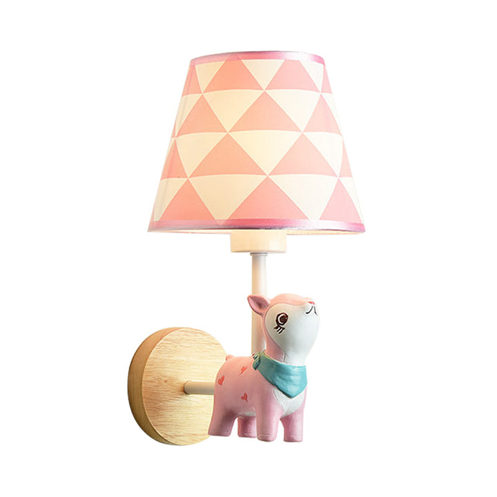 Skørter | Modern Wall Lamp Reduced Shade Single Light Wood Wall Lamp with Animal for Teen