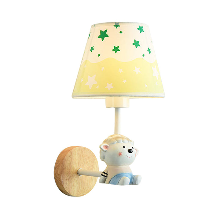 Skørter | Modern Wall Lamp Reduced Shade Single Light Wood Wall Lamp with Animal for Teen