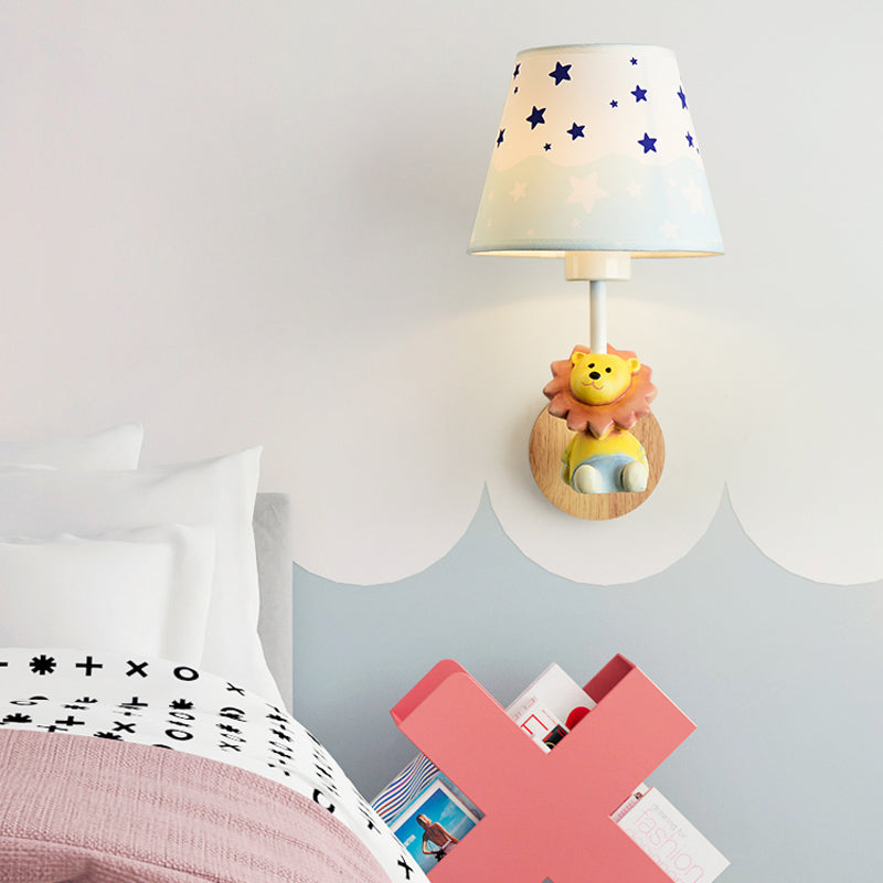 Skørter | Modern Wall Lamp Reduced Shade Single Light Wood Wall Lamp with Animal for Teen
