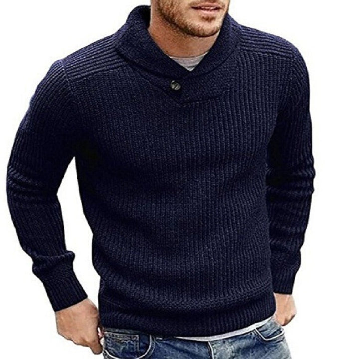 Men's chunky knit turtleneck sweater with button details Lisslune