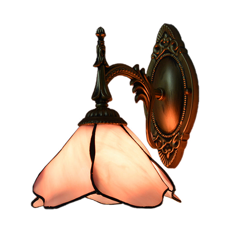 Lisslune | Pink Flower Wall Light Country House Glass 1 Light Wall Lamp for Bedroom