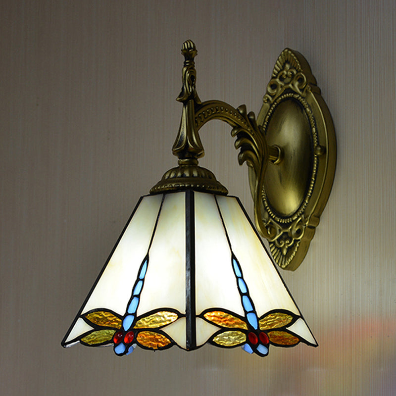 Lisslune | Lodge Dragonfly Wall Lantern Lighting Tempered Glass 1 Light Decorative Wall Lamp