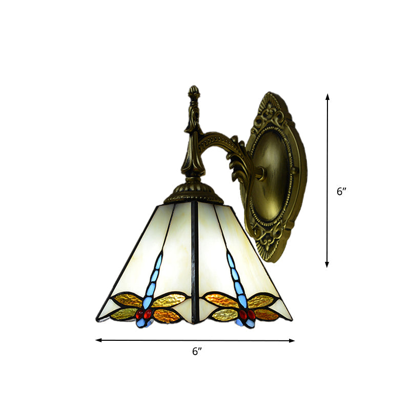 Lisslune | Lodge Dragonfly Wall Lantern Lighting Tempered Glass 1 Light Decorative Wall Lamp