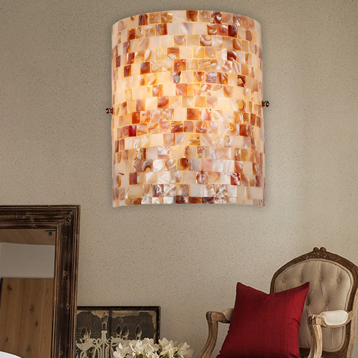 Lisslune | Shell Wall Mount Lighting Rustic Loft 1 Lamp Wall Lamp Light in Beige for Living Room