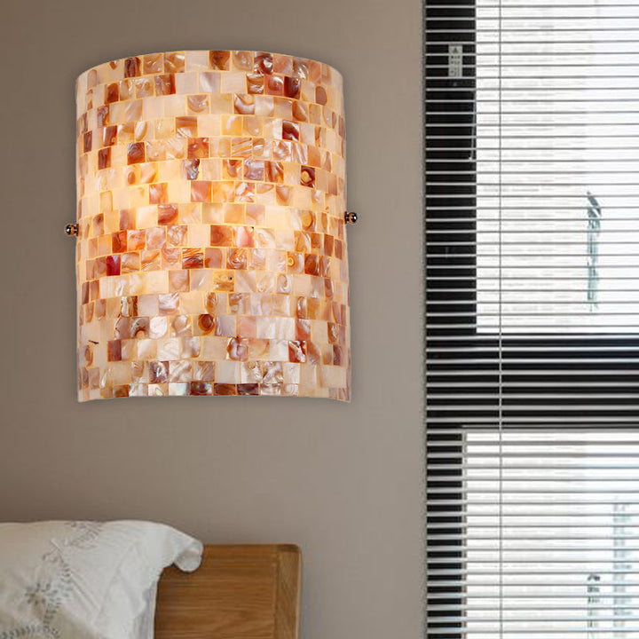 Lisslune | Shell Wall Mount Lighting Rustic Loft 1 Lamp Wall Lamp Light in Beige for Living Room