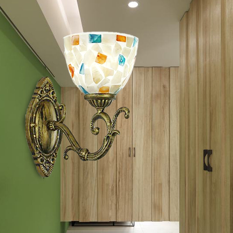 Lisslune | Wall-mounted light with shade Tiffany style 1 light wall lighting in antique brass