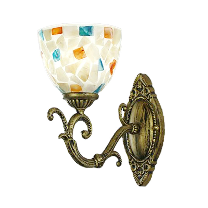 Lisslune | Wall-mounted light with shade Tiffany style 1 light wall lighting in antique brass