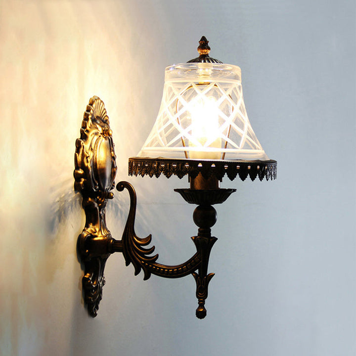 Lisslune | Traditional Bell Wall Lighting Clear Glass 1 Light Sconces Light for Dining Room